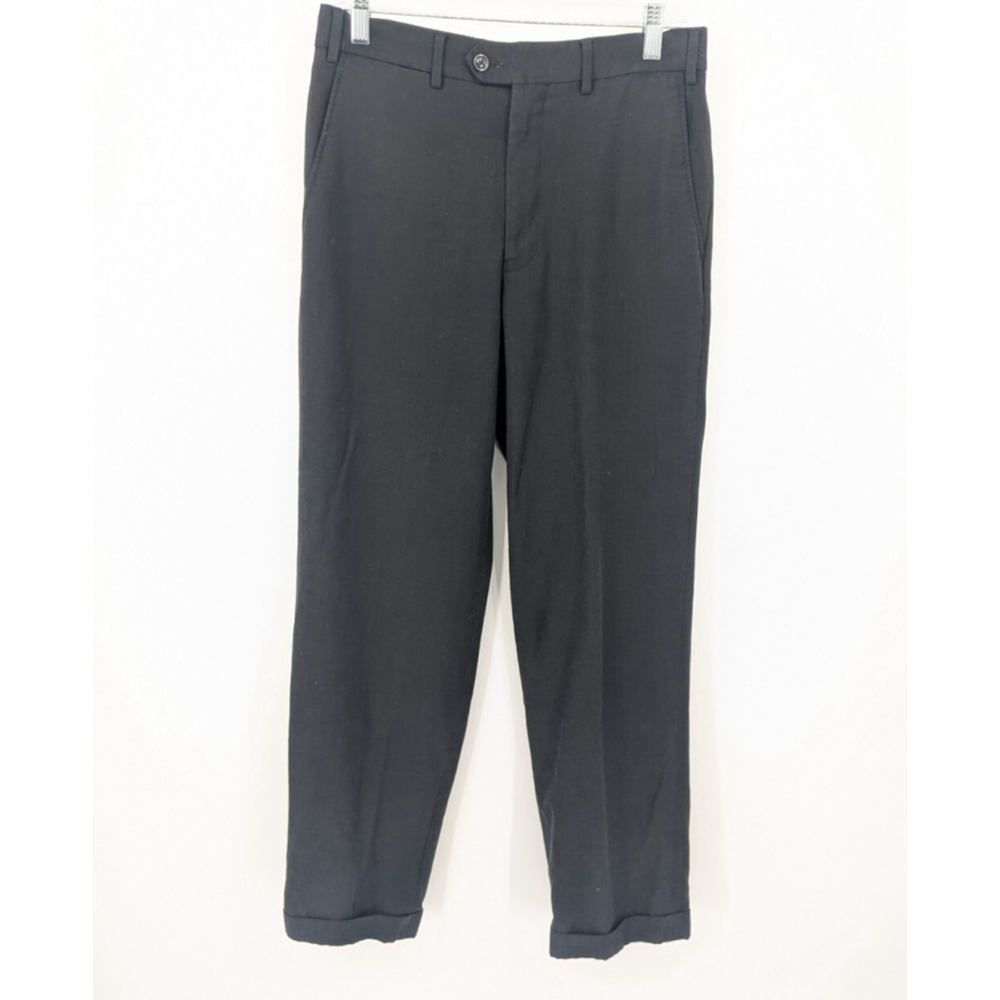 Gino Valentino Dress Pants Mens 30 Black Classic Cuffed Slacks Office‎ Career